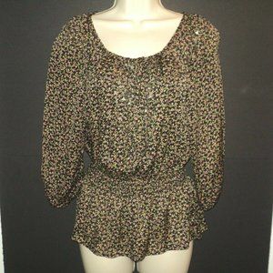 Bebe Size XS Top Floral 3/4 Sleeves Sequins/Beads